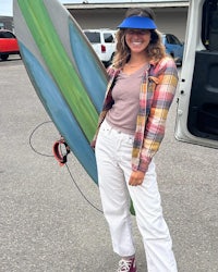 Surfer wearing hammerhead visor